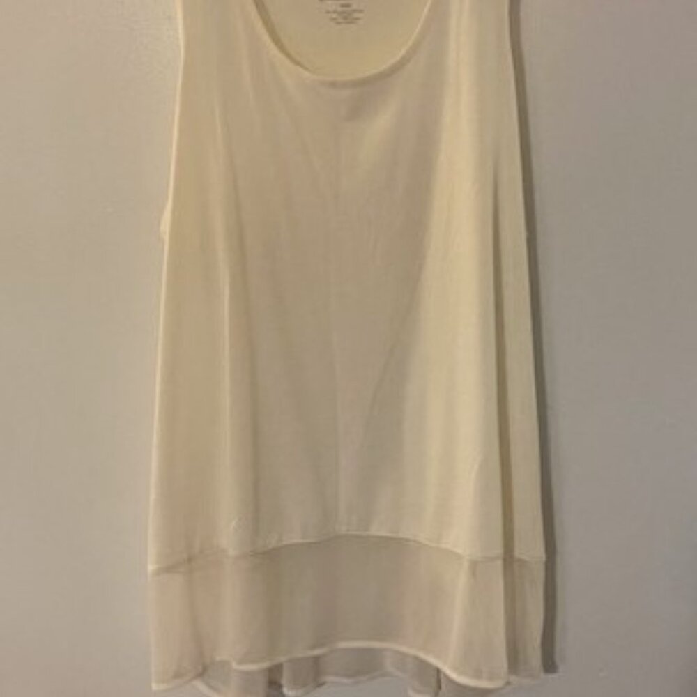 Lane Bryant Cream White Tank with Sheer Band at Bottom